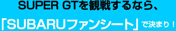 SUPER GTを観戦するなら、「SUBARUファンシート」で決まり！