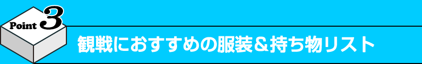 Point3 観戦におすすめの服装＆持ち物リスト 